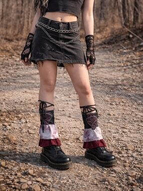 Unique, Ruffle Garter Boot Covers, Women's Leg Warmers, Gypsy Whimsigoth Skater